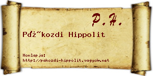 Pákozdi Hippolit névjegykártya